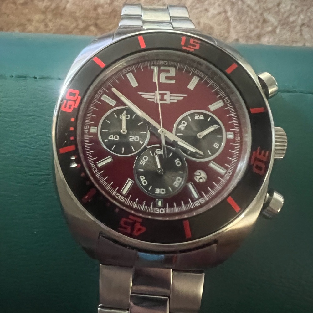 Invicta Silver and Red Men's Watch